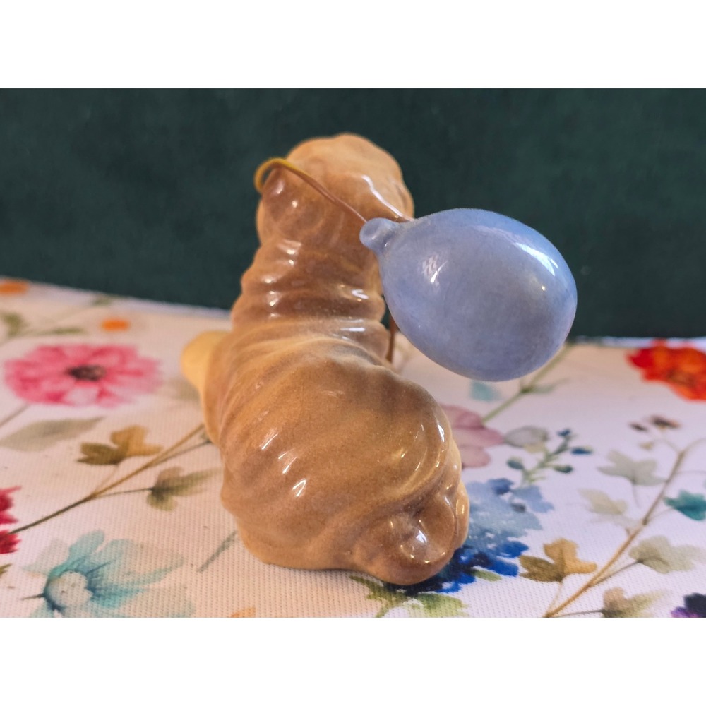 Unbranded Shar-Pei Puppy Figurine Small Tan Blue Fair Condition 1980s Vintage - Picture 4 of 6